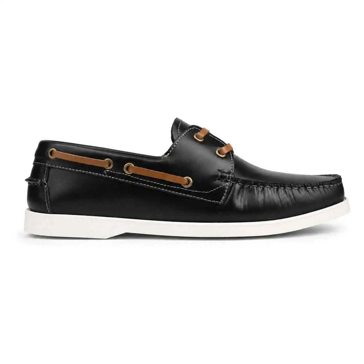 chaussure bateaux homme SEB02-1 noir cuir  miniature